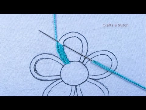 Hand embroidery buttonhole and net stitch amazing flower design easy tutorial