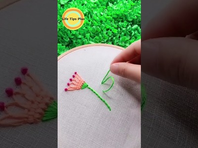 Hand Embroidery:  Flower .Amazing Embroidery Stitches For Beginners.Guide to Sewing. #shorts