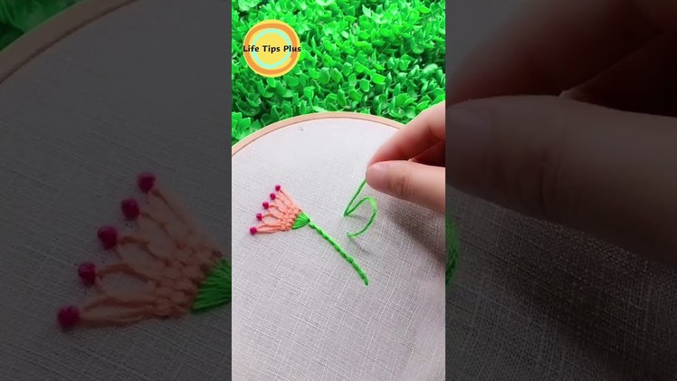 Hand Embroidery:  Flower .Amazing Embroidery Stitches For Beginners.Guide to Sewing. #shorts