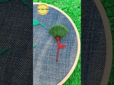Hand Embroidery: Flowers & cherry.Amazing Embroidery Stitches For Beginners.Guide to Sewing. #shorts