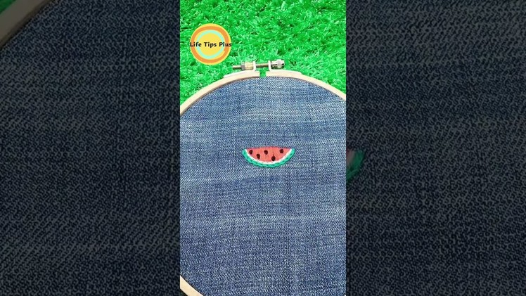 Hand Embroidery:  Watermelon.Amazing Embroidery Stitches For Beginners.Guide to Sewing. #shorts