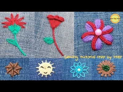 Hand Embroidery: Seven beautiful shapes.Amazing Embroidery Stitches For Beginners.Guide to Sewing.