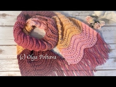 How to Crochet Ribbed Ripple Scarf, Hobbii Lollipop Yarn, Crochet Video Tutorial