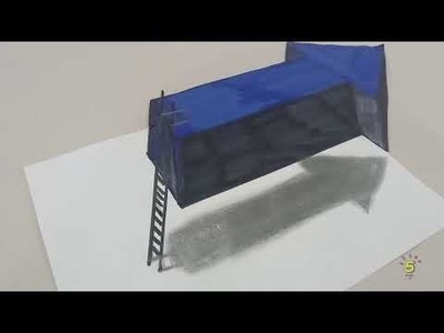 How to draw a 3D floating arrow with ladder on plain paper????.by 5 Minutes Art.