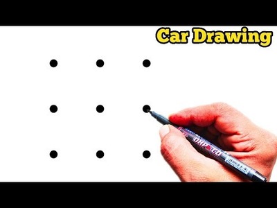 How to Draw a Car From 9 Dots Easy Step By Step | Easy Car Drawing | Dots Drawing
