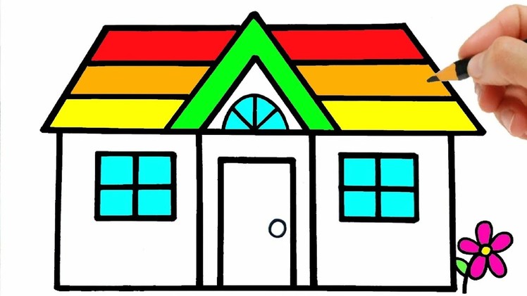 HOW TO DRAW A HOUSE EASY STEP BY STEP - DRAWING AND COLORING A HOUSE