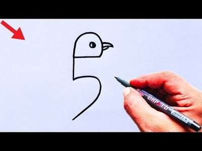How to Draw a Parrot From 5 Number | Easy Parrot Drawing Step By Step