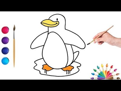 How to draw a penguin for kids Drawing and coloring animals for children stickers for kids