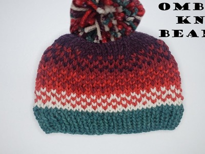 How to KNIT an Ombre Hat - chunky knit hat