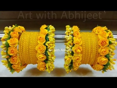 How To Make Floral Chura Bangles At Home |Haldi.Mehandi jewellery making at home