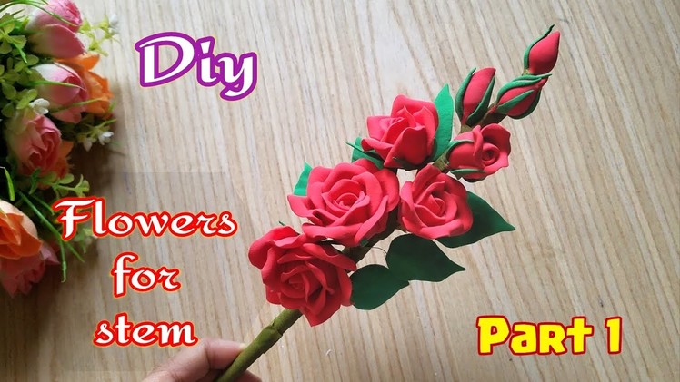 How to make flower stem for bouquet step by step part1.clay flower making.how to make flower at home