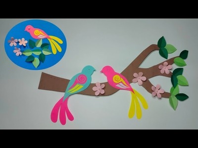 @Mama's craft||wall decor idea with card board || Room decoration|| colourful Sparrow wall hanging