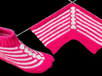 New Knitting Pattern For Ladies Socks.Slippers.Jurab.Anguthe Wali Socks # 499