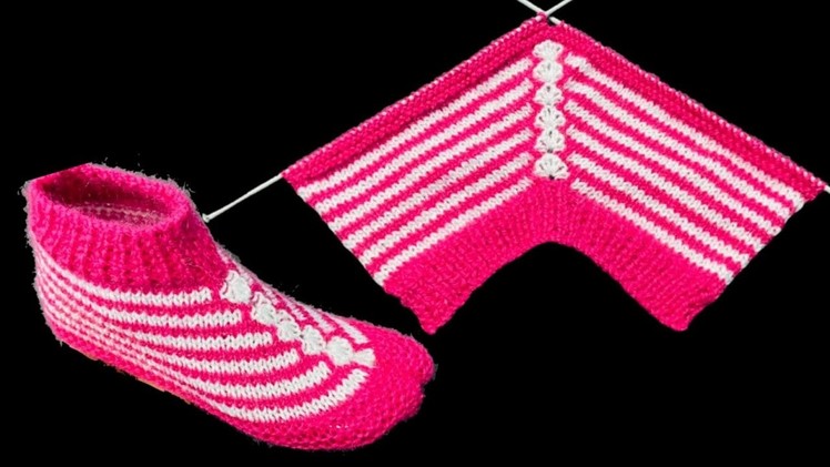New Knitting Pattern For Ladies Socks.Slippers.Jurab.Anguthe Wali Socks # 499