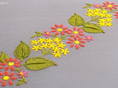 Sample Hand Embroidery Idea for Borderlines.Hemlines, Most Attractive Hand Embroidery-558