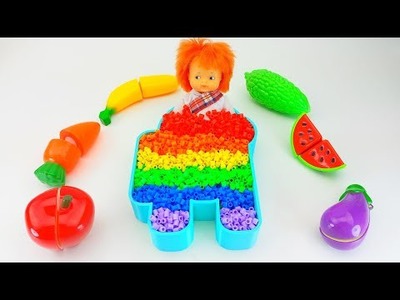 Satisfying Video l How to make magic Rainbow Hama Beads With Fruits Cutting ASMR #56