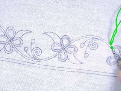 Simple Borderline Embroidery For Dresses, Amazing Hand Embroidery Border Design