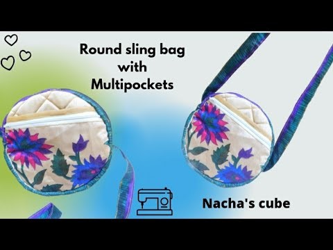 Simple & Easy Round sling bag || Cutting & stitching || Zipper handbag with Multi pockets || Diy ✂