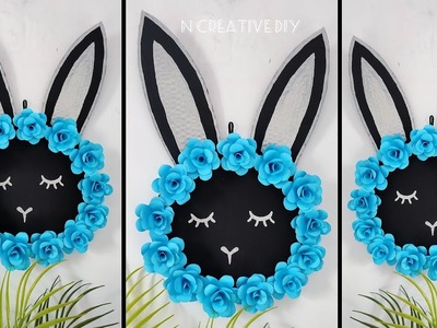 Unique rabbit wall hanging craft | Rose wall decoration | Paper craft for home decor | Room decor