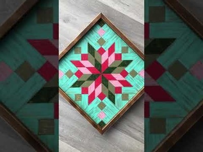 Wooden Star Barn Quilt with Stepping Stone Quilt Block Pattern.  Handmade Rustic Wood Wall Art