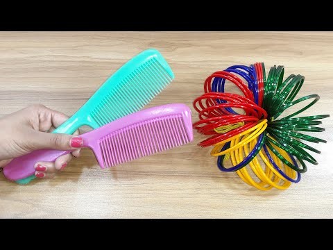 WOW!! SUPERB WALL HANGING DECOR IDEAS OLD BANGLES AND COMB | BEST OUT OF WASTE