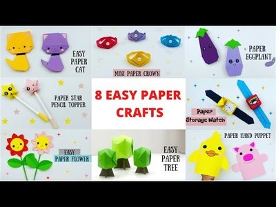 8 EASY PAPER CRAFT IDEAS FOR KIDS. PAPER CRAFTS. MOVING PAPER TOYS. SCHOOL CRAFT IDEAS. ORIGAMI