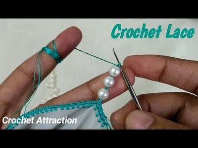Crochet Beaded Lace | Qureshia Dupatta Lace @Crochet Attraction