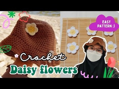 ???? Crochet pattern tutorial w.me :  daisy flowers & bucket hat ʕ•́ᴥ•̀ʔっ ???? ⊹˚