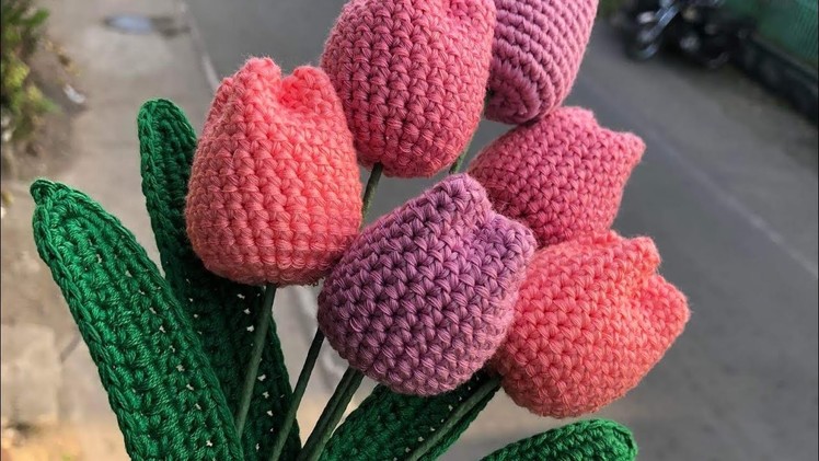 Crochet tulip flower beginner friendly