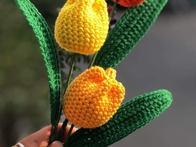 Crochet tulip leaf tutorial easy and beginner friendly