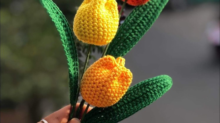 Crochet tulip leaf tutorial easy and beginner friendly