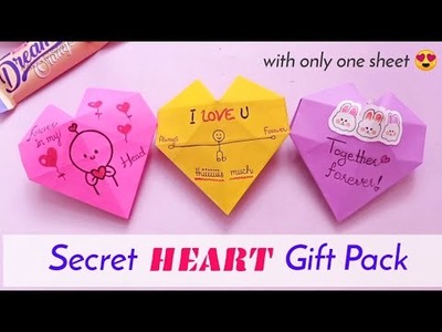 DIY Chocolate Gift Pack with paper | Mini Heart Gift Box for Best friend | Valentine's day Gift idea