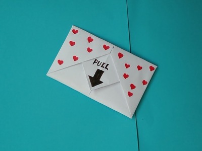 DIY-SURPRISE MESSAGE CARD FOR VALENTINE'S DAY| Pull Tab Origami Envelope Card| Valentine's Day Card