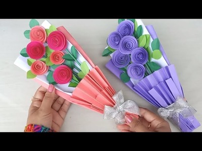 How to make Paper Rose Flower Bouquet. Flower Bouquet wrapping. DIY Paper Crafts #shorts