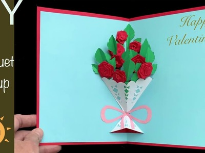 HOW TO MAKE ROSE BOUQUET POP UP CARD I DIY VALENTINE CARD I FLOWER POP UP CARD TUTORIAL