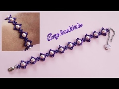 Pearl bracelet.Simple and elegant bracelet.Easy pearl bracelet making at home.Jewelry.Diy Beading