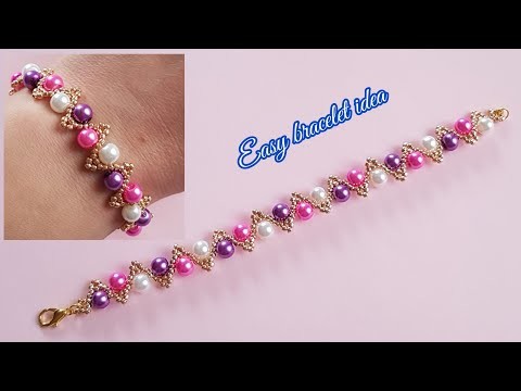 Pearl bracelet.Zigzag pearl bracelet.How to make easy pearl jewelry at home.Diy Beading