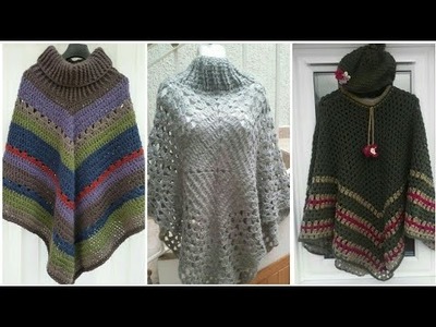 Trendy crochet poncho patterns | Attractive crochet cap-shawl designs