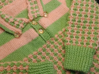 Very beautiful knitting stitch pattern for sweater. cardigan design. two color design