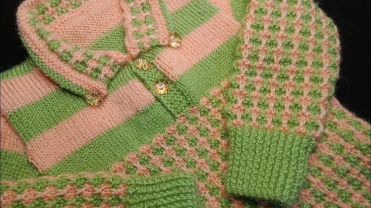 Very beautiful knitting stitch pattern for sweater. cardigan design. two color design