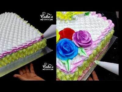 2kg pineapple cake || cake decoration technique || cake's Topping