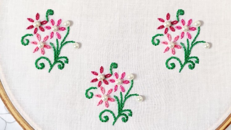 All Over Flower Embroidery Design for Dress, Kurti & Cushions (Hand Embroidery Work)