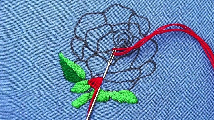 Amazing buttonhole stitch rose flower embroidery with easy Brazilian embroidery bullion stitch