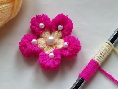 Amazing Hand Embroidery Woolen Flower craft ideas with Pencil | Easy Sewing Hack