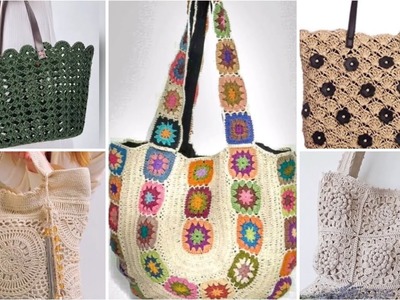 Beautiful crochet flower lace pattern boho style bag designs