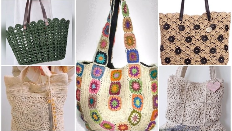 Beautiful crochet flower lace pattern boho style bag designs