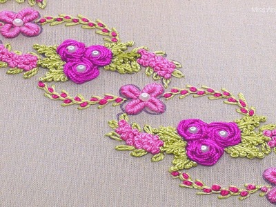 Beautiful Hand Embroidery Border line Design, Cute Flower Borderline Design, Embroidery Designs-570