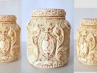 DIY. Vintage Glass Jar Decoration idea.Imitation Ivory.