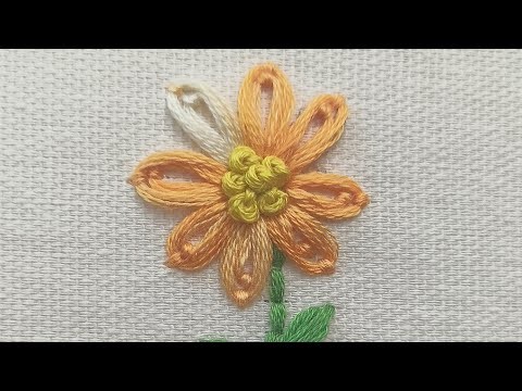 Easy Flower Hand Embroidery With Double Lazy Daisy Stitch#shorts