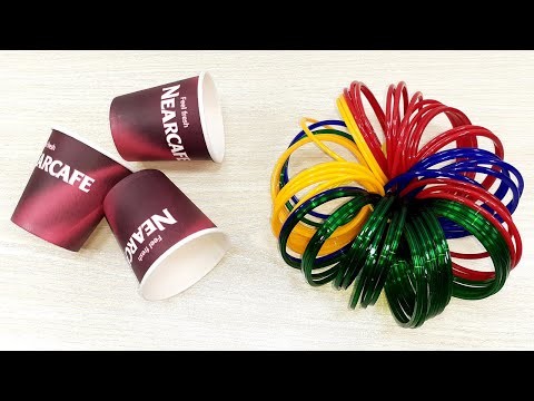 EASY & SIMPLE FLOWER VASE IDEAS WITH COFFEE CUP & OLD BANGLES | BEST OUT OF WASTE